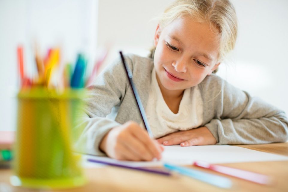 a girl drawing